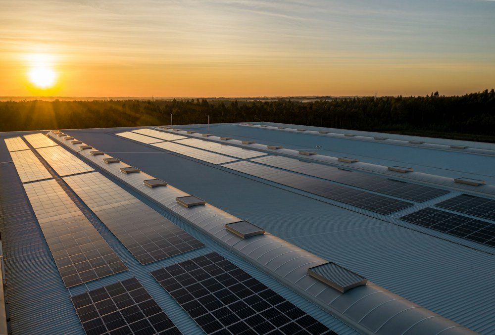 Paneles solares sobre una cubierta industrial